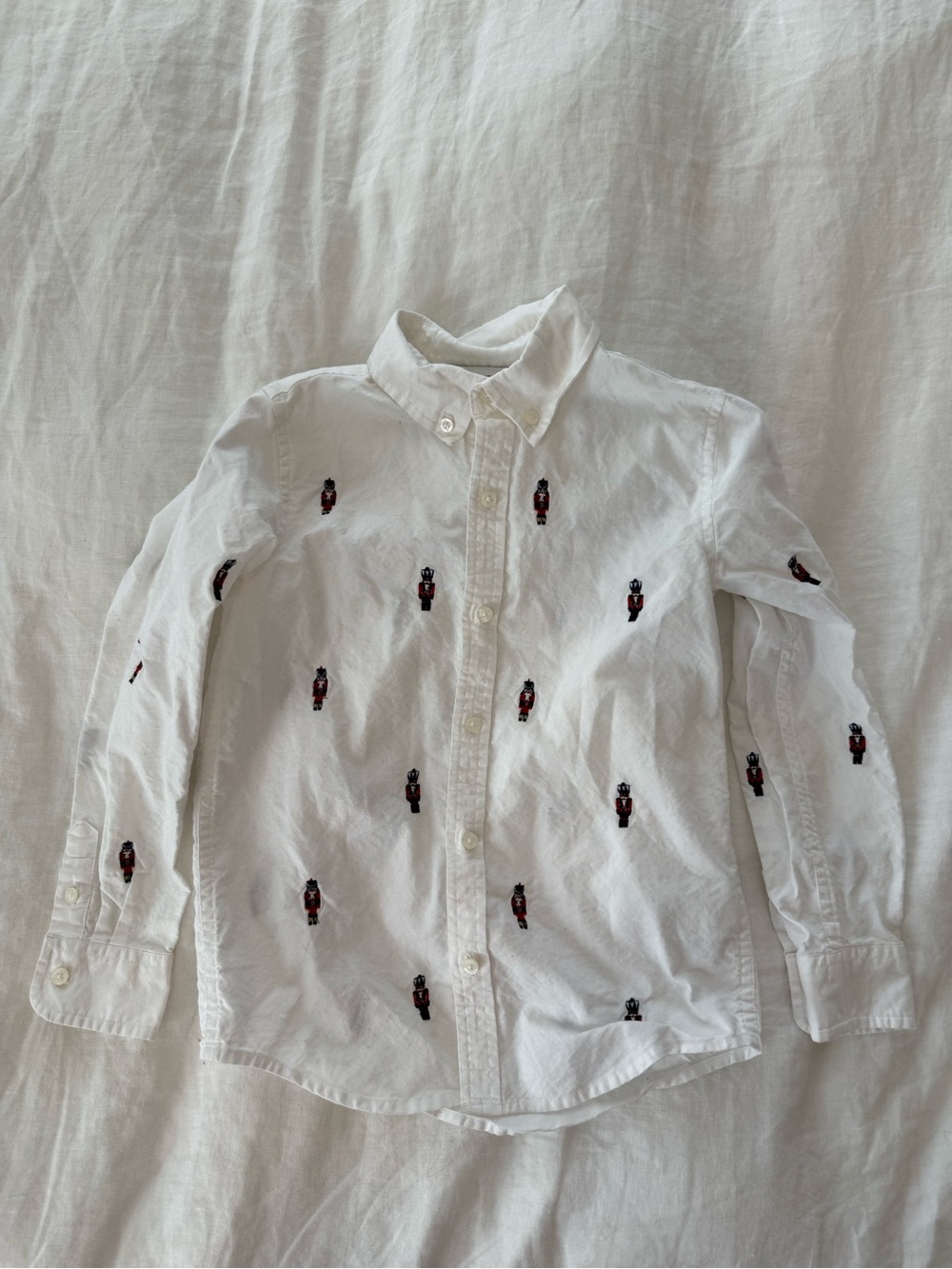 Janie and Jack Boys Nutcracker Embroidered White Oxford Shirt Size 6 Christmas